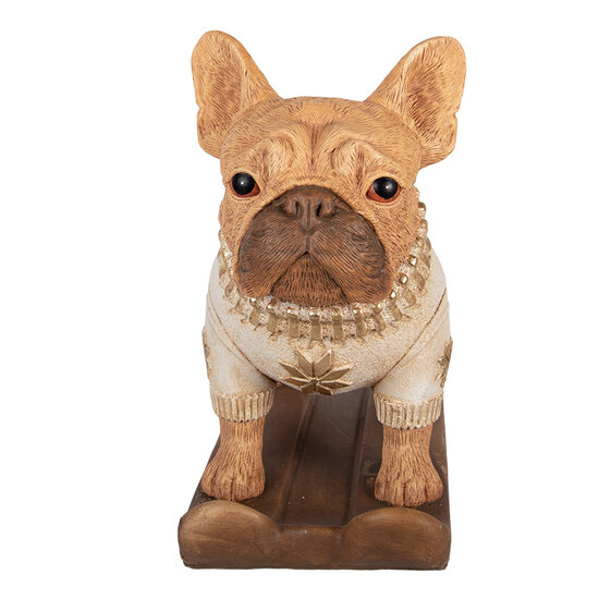 Clayre &amp; Eef | Decoratie Hond Bruin Wit 39x20x35 cm | 6MG0167