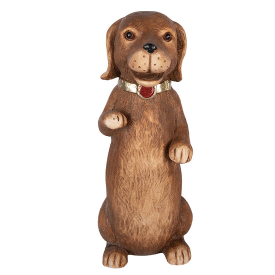 Clayre &amp; Eef | Decoratie Hond Bruin Goudkleurig 23x19x47 cm | 6MG0170