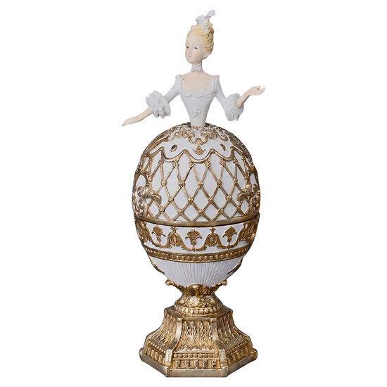 Clayre &amp; Eef | Decoratie Vrouw Wit Goudkleurig 8x7x21 cm | 6PR6134