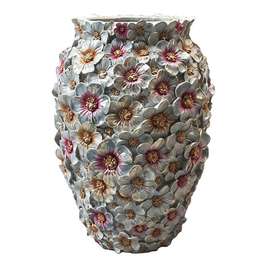 Clayre &amp; Eef | Decoratie Vaas Grijs Goudkleurig &oslash; 18x26 cm | 6PR6226