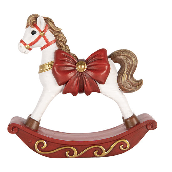 Clayre &amp; Eef | Decoratie Hobbelpaard Wit Rood 17x5x18 cm | 6PR6299