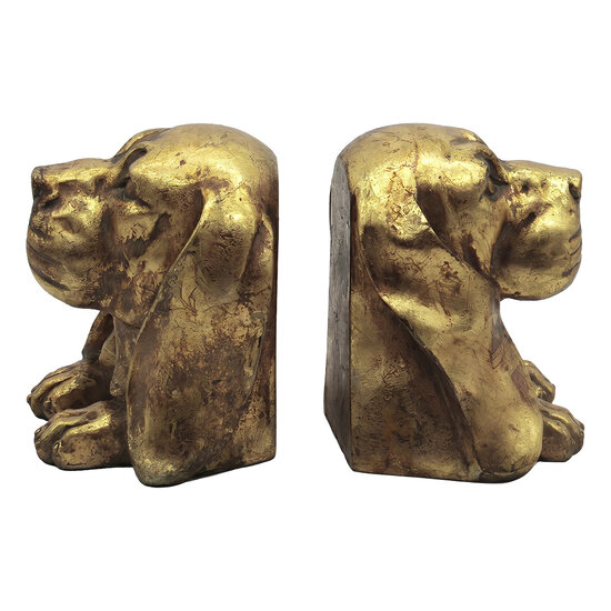 Clayre &amp; Eef | Boekensteunen Set van 2 Hond Goudkleurig 24x13x19 cm | 6PR6461