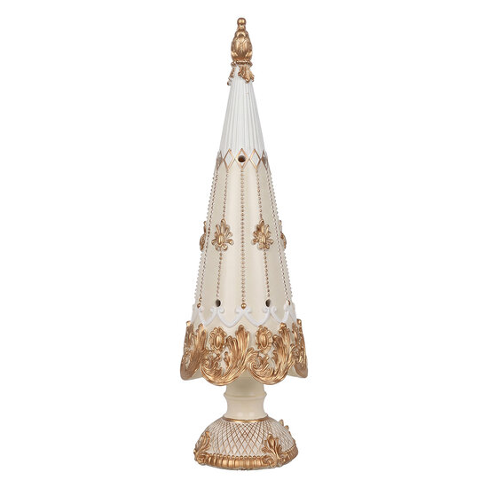 Clayre &amp; Eef | Kerstdecoratie Kerstboom Wit Goudkleurig &oslash; 12x42 cm | 6PR6502