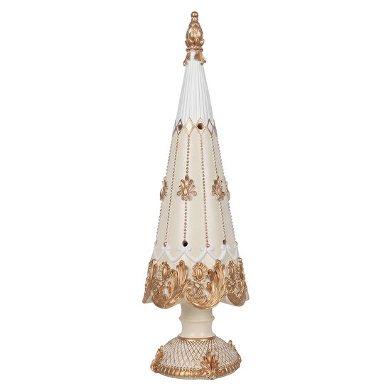 Clayre &amp; Eef | Kerstdecoratie Kerstboom Wit Goudkleurig &oslash; 12x42 cm | 6PR6502