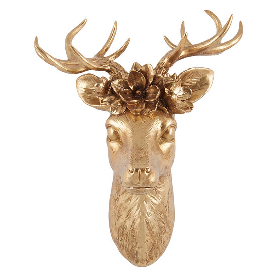 Clayre &amp; Eef | Wanddecoratie Hert Goudkleurig 43x26x57 cm | 6PR6540