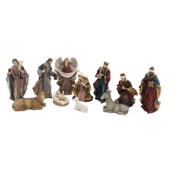 Clayre &amp; Eef | Kerstdecoratie Kerstgroep (set van11) Beige Bruin 10x5x15 cm | 6PR6542