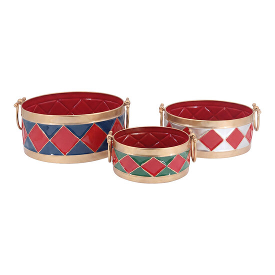 Clayre &amp; Eef | Decoratie schaal (3) Rood Goudkleurig 35x31x13 / 29x26x12 / 23x21x9 cm | 6Y6031