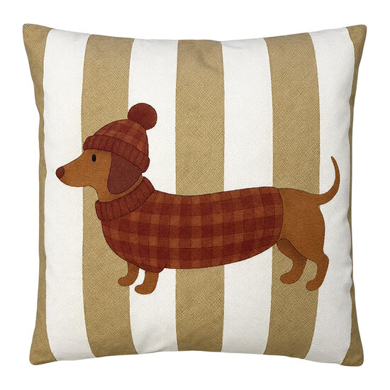 Clayre &amp; Eef | Kussen met vulling Bruin Beige 45x45x4 cm | KG023.187