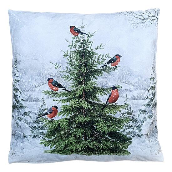 Clayre &amp; Eef | Kussen met vulling Wit Groen 45x45x4 cm | KG023.219