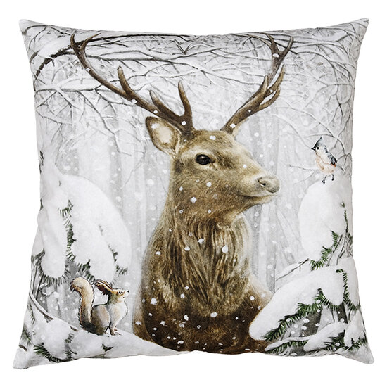 Clayre &amp; Eef | Kussen met vulling Bruin Wit 45x45x4 cm | KG023.220