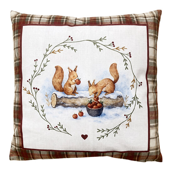 Clayre &amp; Eef | Kussen met vulling Bruin Beige 45x45x4 cm | KG023.225