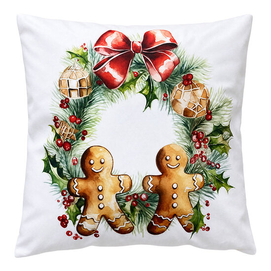 Clayre &amp; Eef | Kussen met vulling Wit Bruin 45x45x4 cm | KG023.240