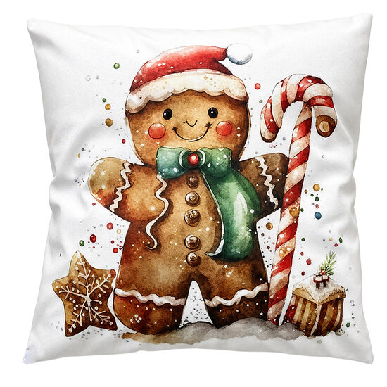 Clayre &amp; Eef | Kussen met vulling Wit Bruin 45x45x4 cm | KG023.241