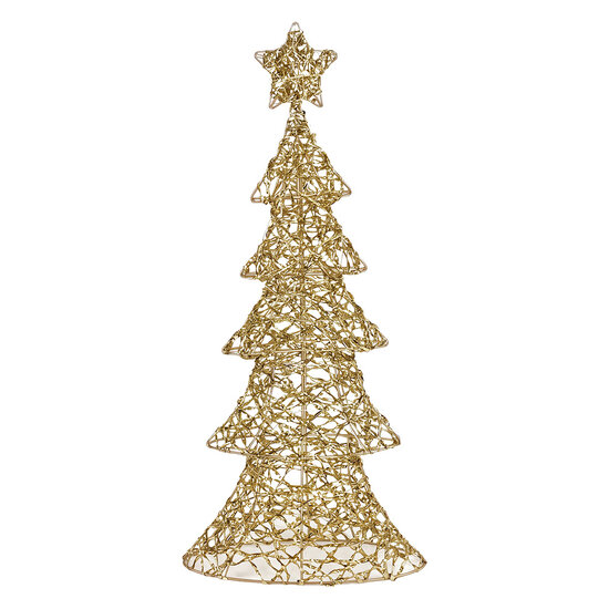 Clayre &amp; Eef | Kerstdecoratie Kerstboom met LED Goudkleurig 30x10x61 cm / 3xAA | 50923