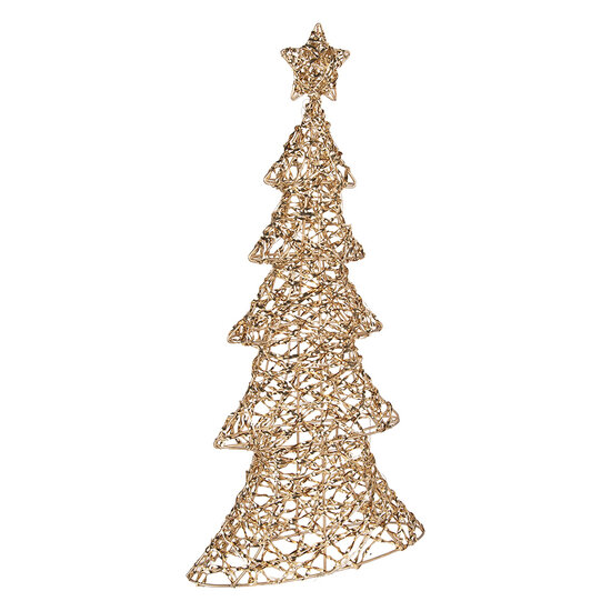 Clayre &amp; Eef | Kerstdecoratie Kerstboom met LED Goudkleurig 30x10x61 cm / 3xAA | 50923