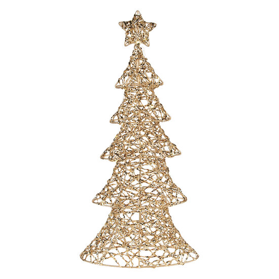 Clayre &amp; Eef | Kerstdecoratie Kerstboom met LED Goudkleurig 30x10x61 cm / 3xAA | 50923