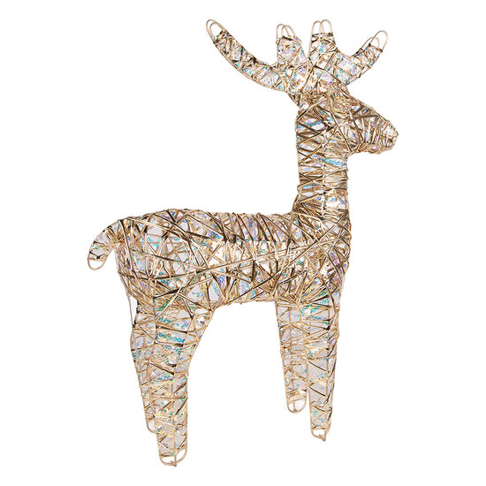 Clayre &amp; Eef | Kerstdecoratie Rendier met LED Goudkleurig 43x18x61 cm / 3xAA | 50924
