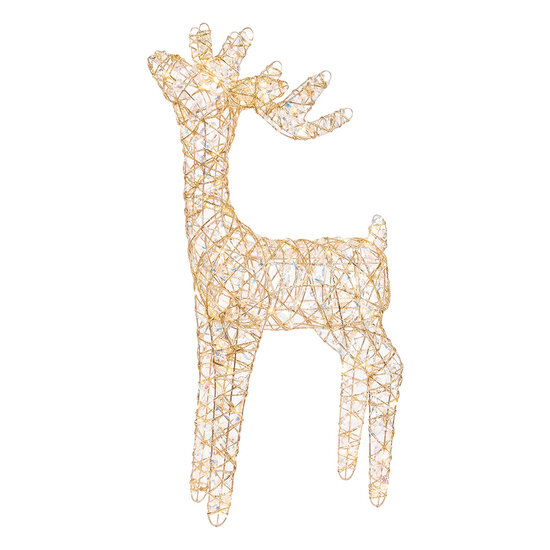 Clayre &amp; Eef | Kerstdecoratie Rendier met LED Goudkleurig 45x18x85 cm / 3xAA | 50925