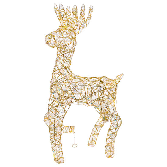 Clayre &amp; Eef | Kerstdecoratie Rendier met LED Goudkleurig 38x25x76 cm / 3xAA | 50926