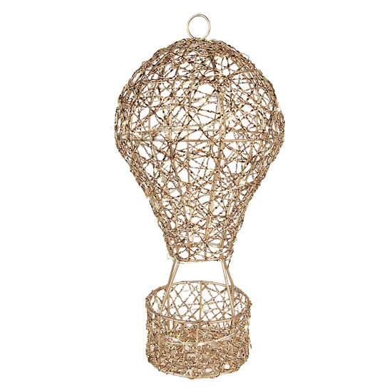 Clayre &amp; Eef | Decoratie luchtballon met LED Goudkleurig &oslash; 19x38 cm / 3xAA | 66781