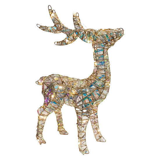 Clayre &amp; Eef | Kerstdecoratie Rendier met LED Goudkleurig 34x13x53 cm / 3xAA | 66782
