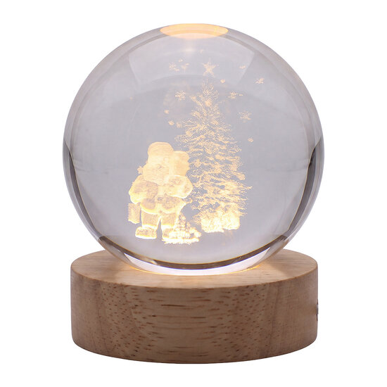 Clayre &amp; Eef | Glazen bol met licht LED Bruin &oslash; 6 cm | 66963
