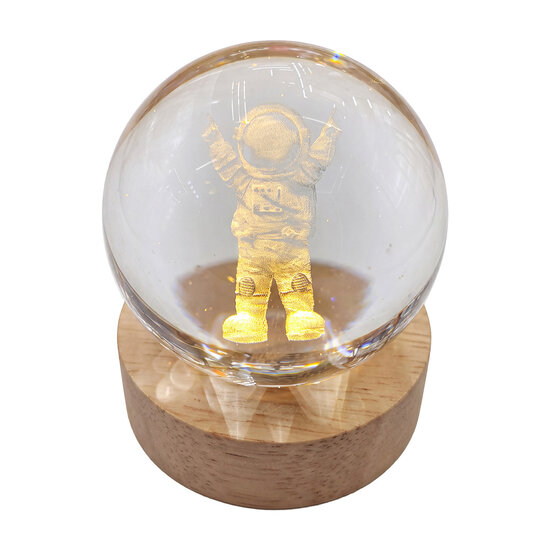 Clayre &amp; Eef | Glazen bol met licht LED Bruin &oslash; 6 cm | 66964