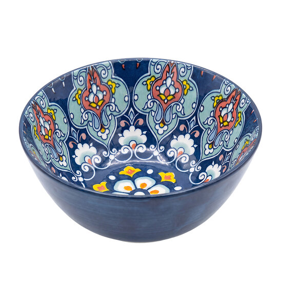 Clayre &amp; Eef | Soepkom Blauw Wit &oslash; 13x6 cm / 350 ml | 6CEBO0218