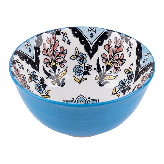 Clayre &amp; Eef | Soepkom Wit Blauw &oslash; 13x6 cm / 350 ml | 6CEBO0219