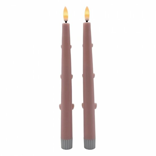 Clayre &amp; Eef | Kaars met LED set van 2 Roze &oslash; 3x25 cm / 2xAAA | 6CA0012