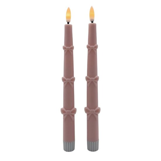 Clayre &amp; Eef | Kaars met LED set van 2 Roze &oslash; 3x25 cm / 2xAAA | 6CA0012