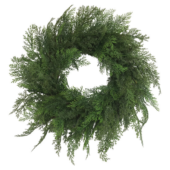 Clayre &amp; Eef | Decoratie Krans Groen &oslash; 55x6 cm | 50940