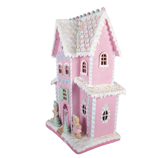 Clayre &amp; Eef | Decoratie Huis Roze 54x31x76 cm LED / 3xAA | 5PR0218