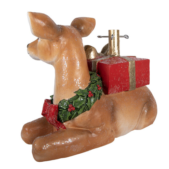 Clayre &amp; Eef | Kerstboom standaard Hert Bruin Rood 57x25x39 cm | 5PR0229