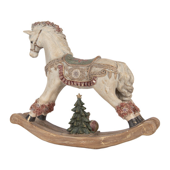 Clayre &amp; Eef | Decoratie Hobbelpaard Beige Rood 55x14x46 cm | 5PR0240