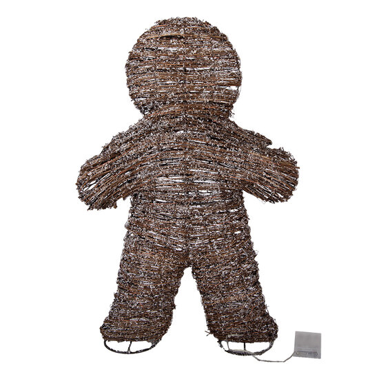 Clayre &amp; Eef | Decoratie peperkoekpop met LED Bruin Wit 40x61 cm / 3xAA | 5RO0106