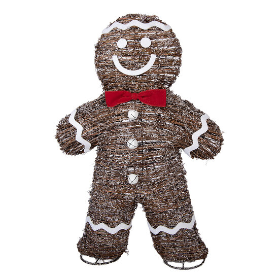 Clayre &amp; Eef | Decoratie peperkoekpop met LED Bruin Wit 40x61 cm / 3xAA | 5RO0106