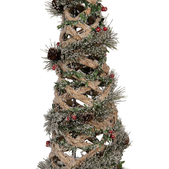 Clayre &amp; Eef | Decoratie Kertboom met LED Groen Bruin &oslash; 28x99 cm / 3xAA | 5RO0112