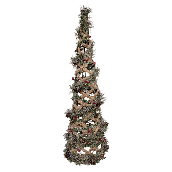 Clayre &amp; Eef | Decoratie Kertboom met LED Groen Bruin &oslash; 20x61 cm / 3xAA | 5RO0114