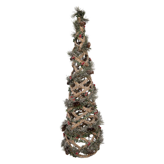 Clayre &amp; Eef | Decoratie Kertboom met LED Groen Bruin &oslash; 20x61 cm / 3xAA | 5RO0114