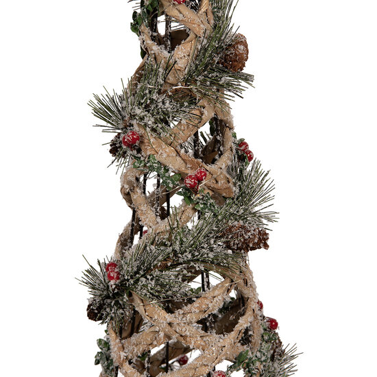 Clayre &amp; Eef | Decoratie Kertboom met LED Groen Bruin &oslash; 20x61 cm / 3xAA | 5RO0114