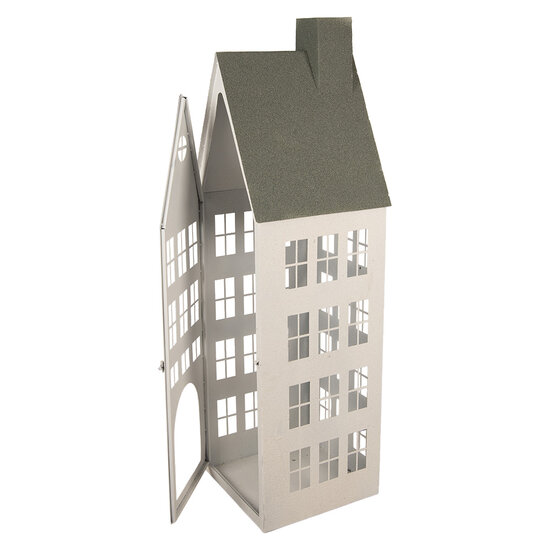 Clayre &amp; Eef | Decoratie Huisjes (set van 3) Wit Groen 38x38x142 / 26x26x105 / 18x18x63 cm | 5Y1465