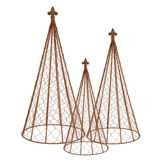 Clayre &amp; Eef | Decoratie Kegel (set van 3) Bruin &oslash; 30x62 / &oslash; 25x51 / &oslash; 20x41 cm | 5Y1466