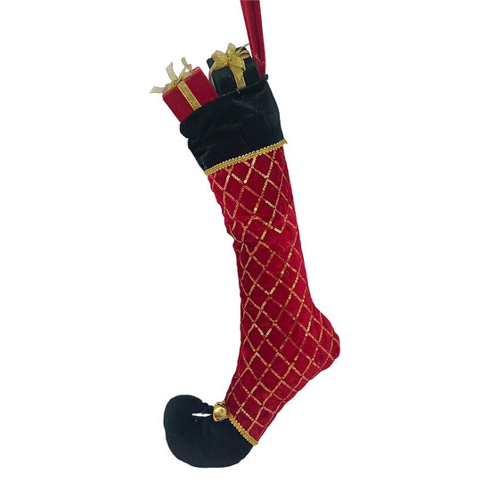 Clayre &amp; Eef | Kerstsok Decoratie Kerstsok Rood Groen 23x7x32 cm | 66631