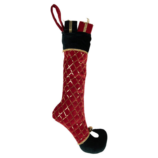 Clayre &amp; Eef | Kerstsok Decoratie Kerstsok Rood Groen 23x7x32 cm | 66631