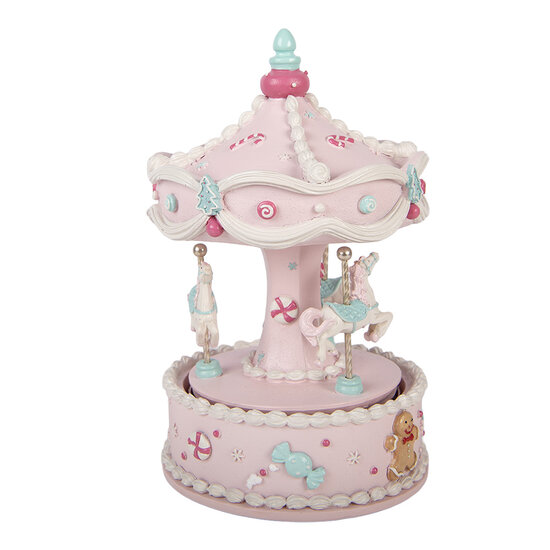 Clayre &amp; Eef | Muziekdoos Draaimolen Roze Blauw &oslash; 12x19 cm | 66753