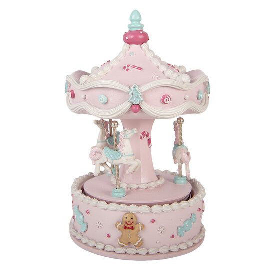 Clayre &amp; Eef | Muziekdoos Draaimolen Roze Blauw &oslash; 12x19 cm | 66753