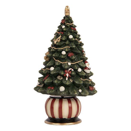 Clayre &amp; Eef | Muziekdoos Kerstboom Groen Rood &oslash; 13x23 cm | 66754