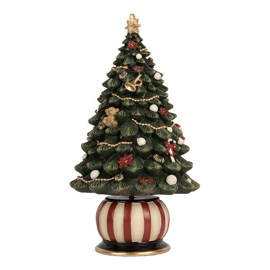 Clayre &amp; Eef | Muziekdoos Kerstboom Groen Rood &oslash; 13x23 cm | 66754