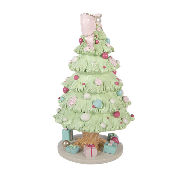 Clayre &amp; Eef | Muziekdoos Kerstboom Groen Roze &oslash; 13x23 cm | 66756